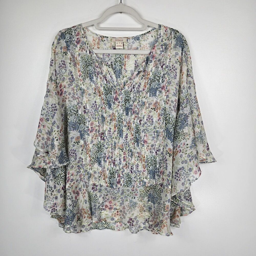 Sundance Women's Size Small Floral Flowy‎ Poncho Blouse